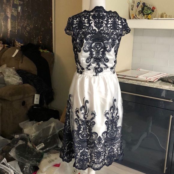 Navy Lace layered scalloped accents midi - Picture 7 of 8